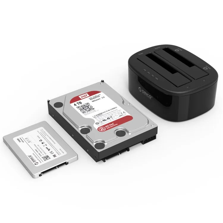 ORICO USB 3.0 SATA Station d'accueil à double baie pour disque dur, Boîtier de support pour SSD/HDD 2,5 po/3,5 po avec fonction de clonage hors ligne (6228US3-C) - Prise EU
