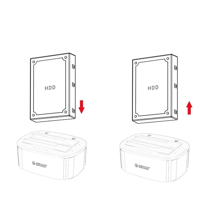ORICO USB 3.0 SATA Station d'accueil à double baie pour disque dur, Boîtier de support pour SSD/HDD 2,5 po/3,5 po avec fonction de clonage hors ligne (6228US3-C) - Prise EU