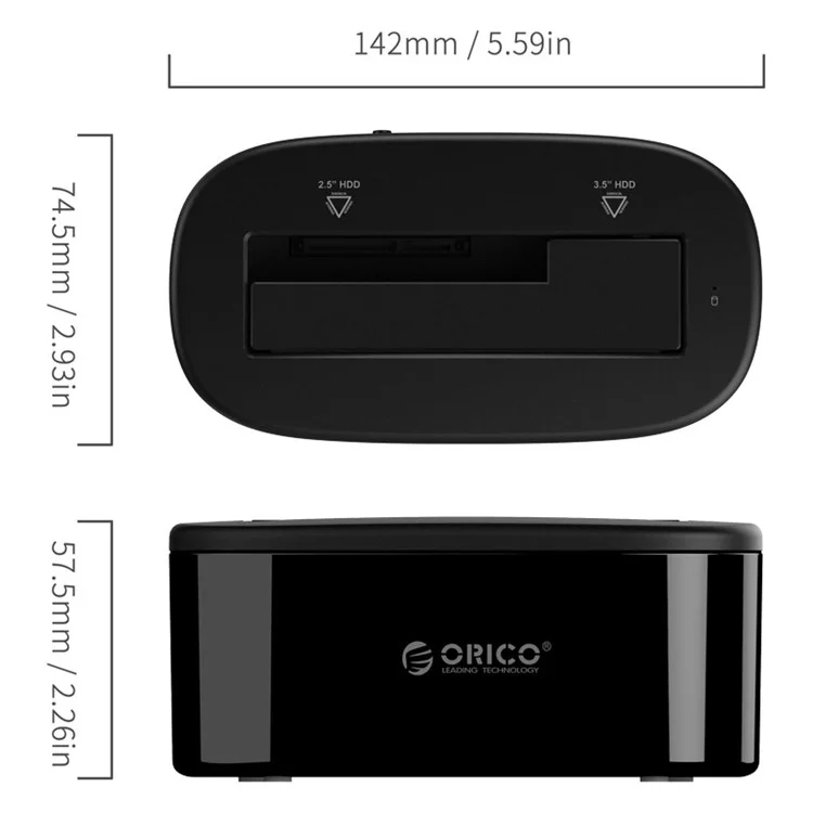 ORICO Tool Free 5Gbps Super Speed USB 3.0 to SATA External Hard Drive Docking Station (6218US3) - Noir / Prise EU
