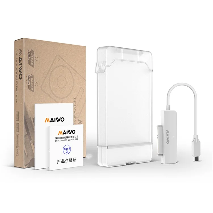 MAIWO K104C Type-C Port 2.5 inch Hard Disk Box Serial SATA Laptop Hard Drive Box - White