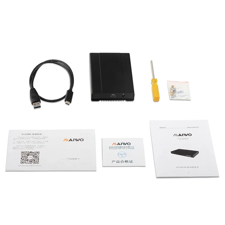 MAIWO K2526CDB USB3.1 Type-C to M.2 SSD Enclosure for 2.5 inch with 10Gbps Speed