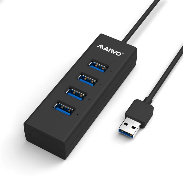 MAIWO KH304 4-Port USB 3.0 Hub Charging Ports for Computer Notebook - Black