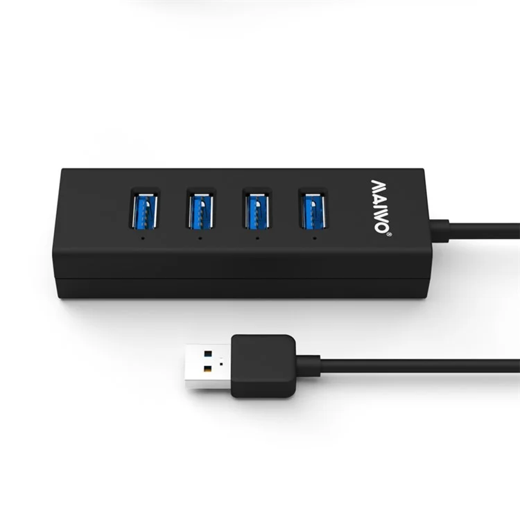 MAIWO KH304 4-Port USB 3.0 Hub Charging Ports for Computer Notebook - Black