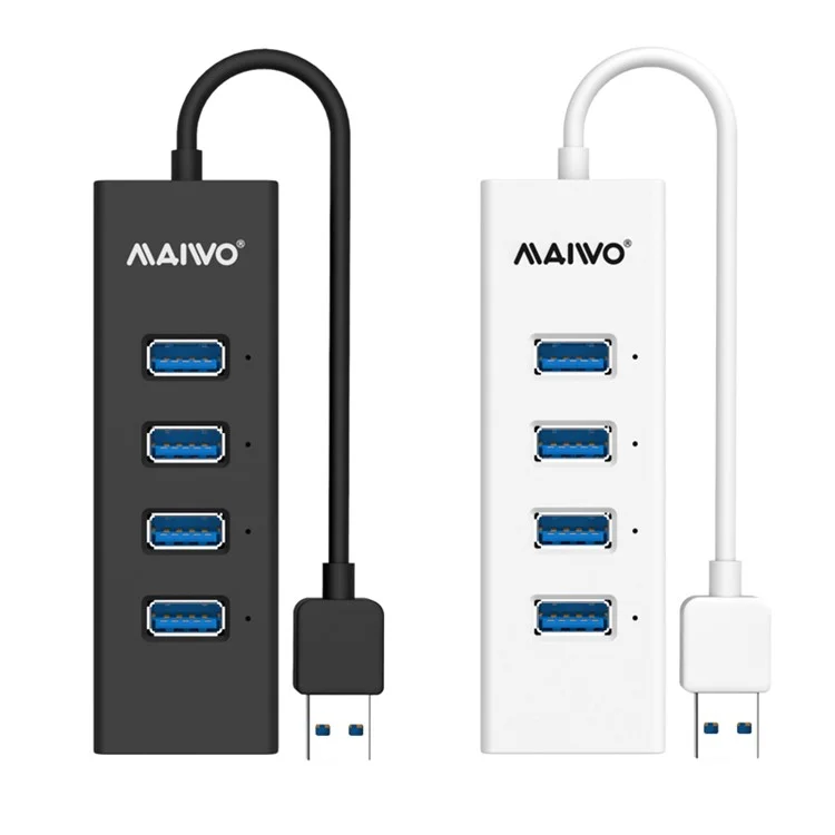 MAIWO KH304 4-Port USB 3.0 Hub Charging Ports for Computer Notebook - Black