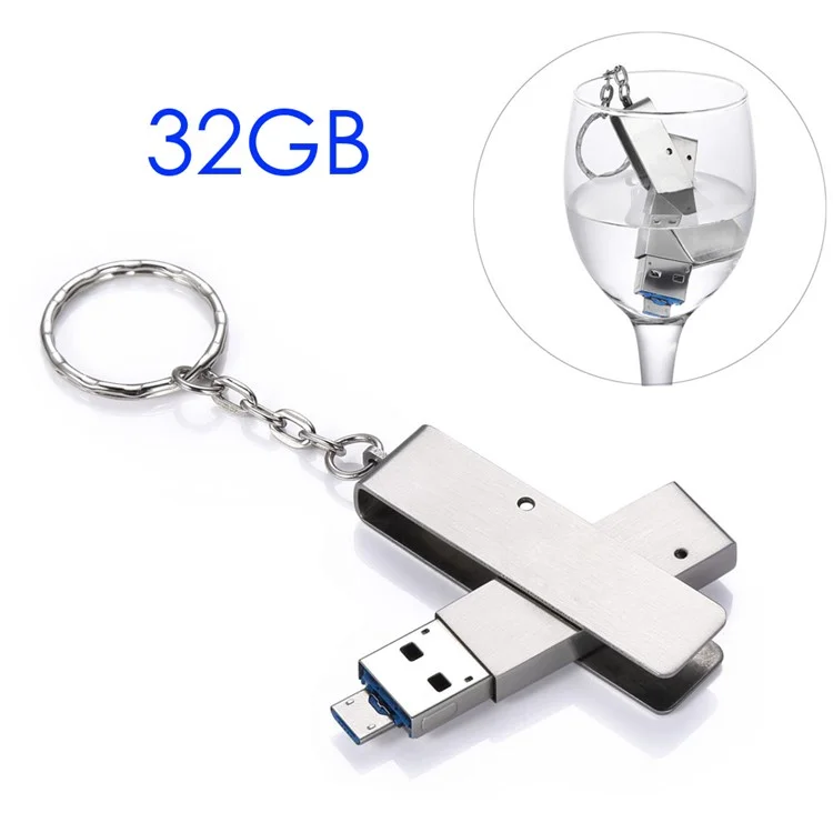 WEITASI 32GB Metal Waterproof OTG U-Disk Micro USB / USB 2.0 Flash Drive U Disk Storage Stick (UV-04-1-32G)