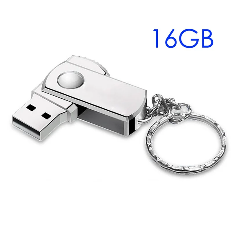 VITAS Rotatable Metal 16GB USB 2.0 Flash Drive U Disk with Key Chain