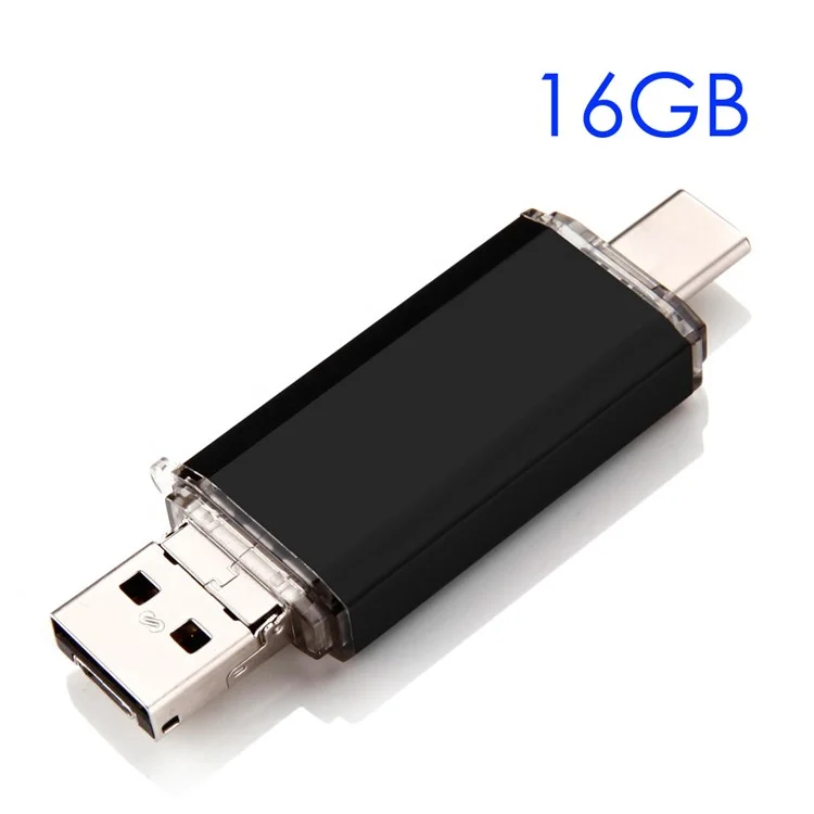 VITAS 16GB U Disk Type-C / Micro USB / USB 2.0 Flash Drive Memory Stick (UV-01-16G) - Black