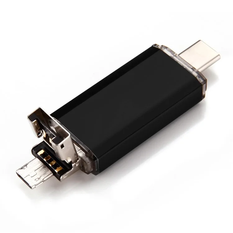 VITAS 16GB U Disk Type-C / Micro USB / USB 2.0 Flash Drive Memory Stick (UV-01-16G) - Black