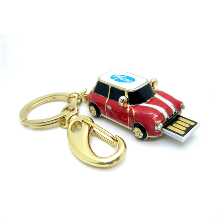 VITAS 32GB Mini Metal Car USB2.0 High Speed Flash Drive with Key Chain for Laptop PC - Red
