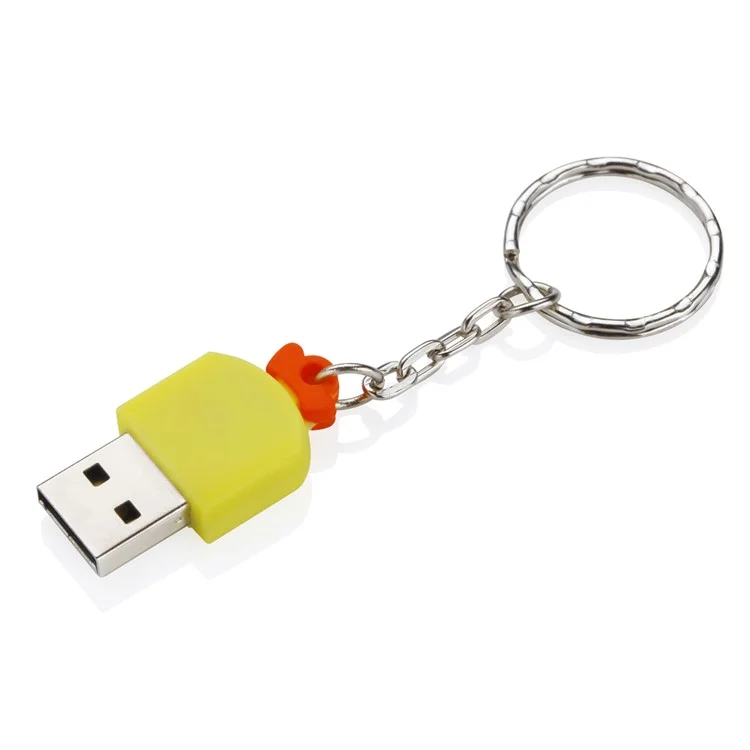 64G USB 2.0 U Disk Flash Drive Cartoon Chicken Style Memory Stick with Key Ring