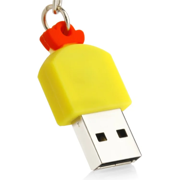 64G USB 2.0 U Disk Flash Drive Cartoon Chicken Style Memory Stick with Key Ring