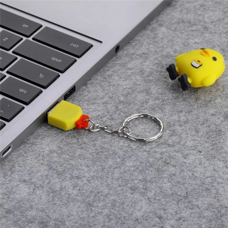 16G USB 2.0 U Disk Flash Drive Cartoon Chicken Style Memory Stick with Key Ring