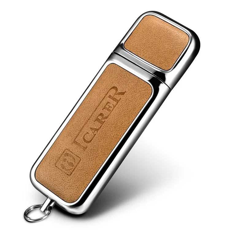 ICARER 16G Portable Flash Drive Genuine Leather USB Disk