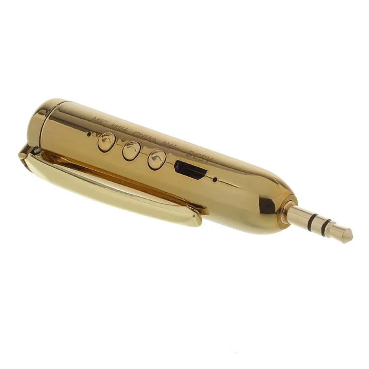 MP-S100 Mini Bluetooth 4.0 Wireless 3.5mm Car Aux Stereo Audio Music Pen Receiver Adapter - Gold Color
