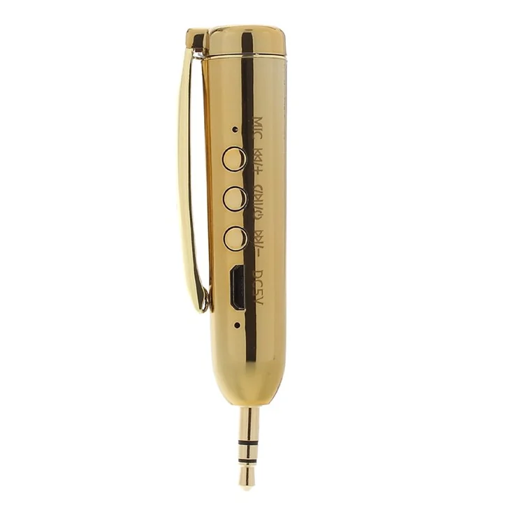 MP-S100 Mini Bluetooth 4.0 Wireless 3.5mm Car Aux Stereo Audio Music Pen Receiver Adapter - Gold Color