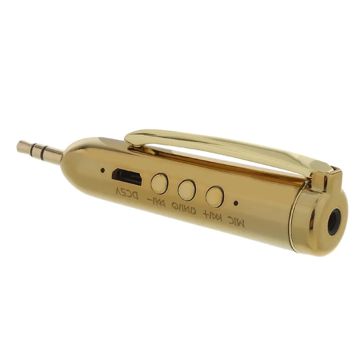 MP-S100 Mini Bluetooth 4.0 Wireless 3.5mm Car Aux Stereo Audio Music Pen Receiver Adapter - Gold Color