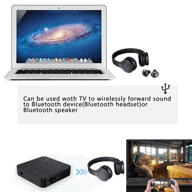 Bluetooth-compatible 5.0 Audio Transmitter Receiver 2 in 1 Wireless Adapter