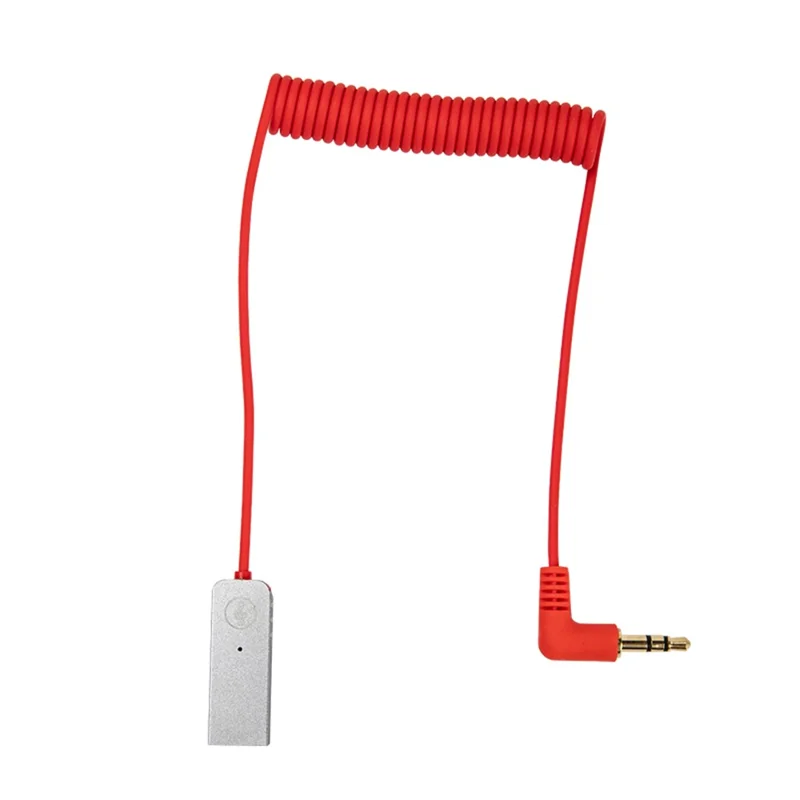 محول لاسلكي بلوتوث متوافق 5.0 مع مقبس سيارة أوديو AUX مع منفذ 3.5 مم - أحمر