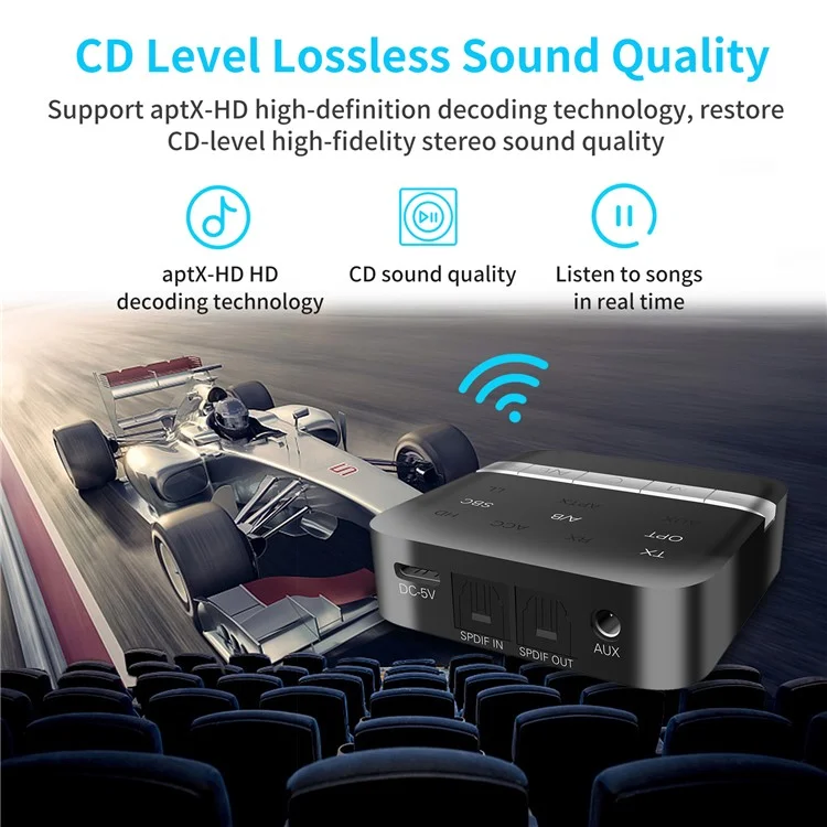 TX200 2-in-1 Optical Fiber Coaxial Bluetooth-compatible 5.0 Transmitter Receiver HD Audio Adapter