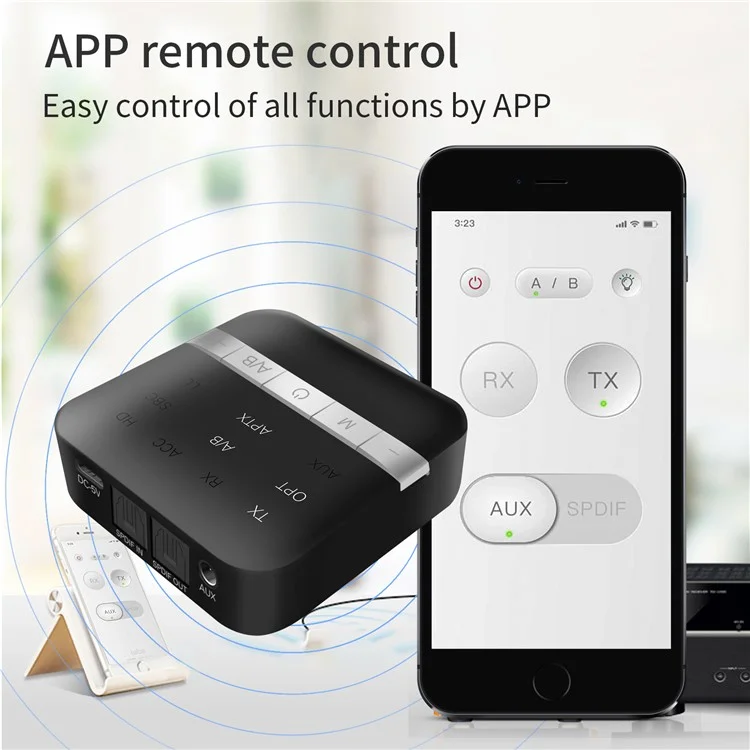 TX200 2-in-1 Optical Fiber Coaxial Bluetooth-compatible 5.0 Transmitter Receiver HD Audio Adapter