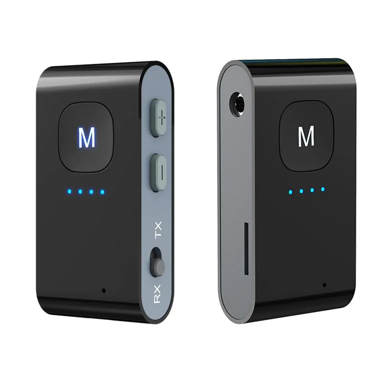 BR02 Bluetooth-compatible 5.0 Receiver Transmitter AUX TF Card Audio Adapter with Battery Indicator