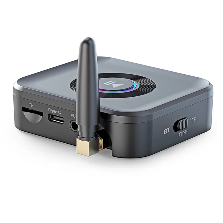 GR01 Car Bluetooth-compatible 5.1 Audio Receiver External Antenna 1-to-2 Bluetooth-compatible Adapter with TF Card, 3.5mm AUX Ports