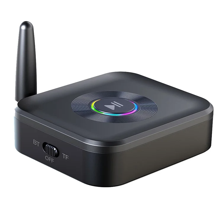 GR01 Car Bluetooth-compatible 5.1 Audio Receiver External Antenna 1-to-2 Bluetooth-compatible Adapter with TF Card, 3.5mm AUX Ports