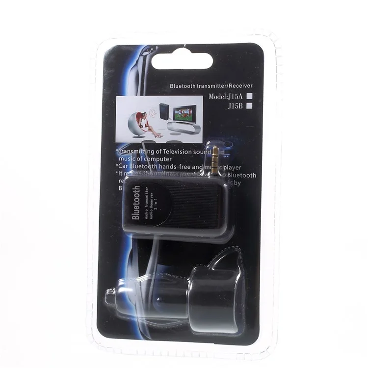 3.5mm Bluetooth Audio Transmitter and Receiver 2-in-1 Design for Car / Home Audio - Black