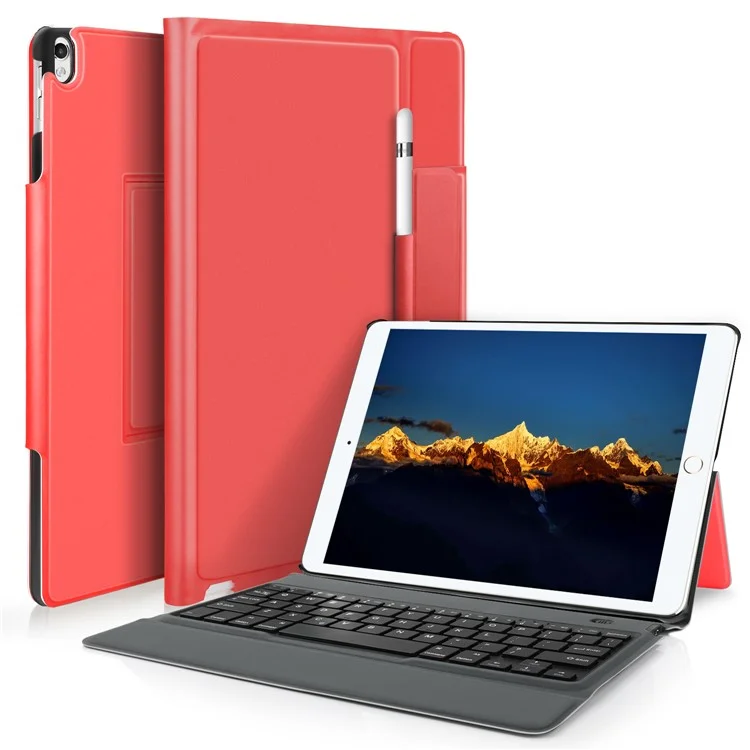Integrated Bluetooth Keyboard Leather Tablet Stand Case for iPad Pro 10.5 (2017) - Red