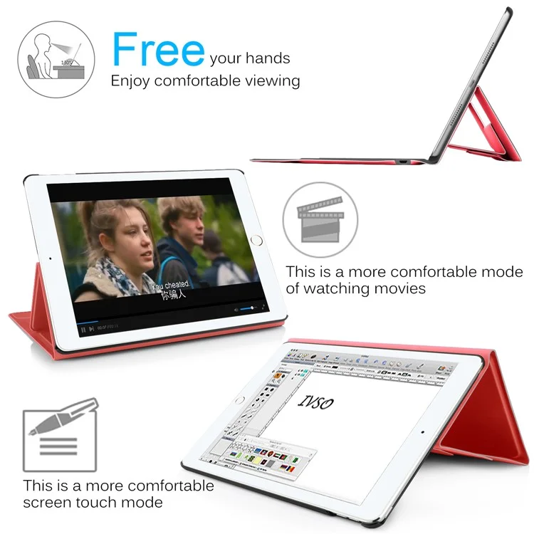 Integrated Bluetooth Keyboard Leather Tablet Stand Case for iPad Pro 10.5 (2017) - Red