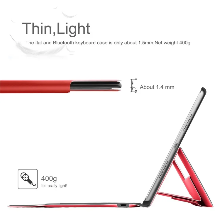 Integrated Bluetooth Keyboard Leather Tablet Stand Case for iPad Pro 10.5 (2017) - Red