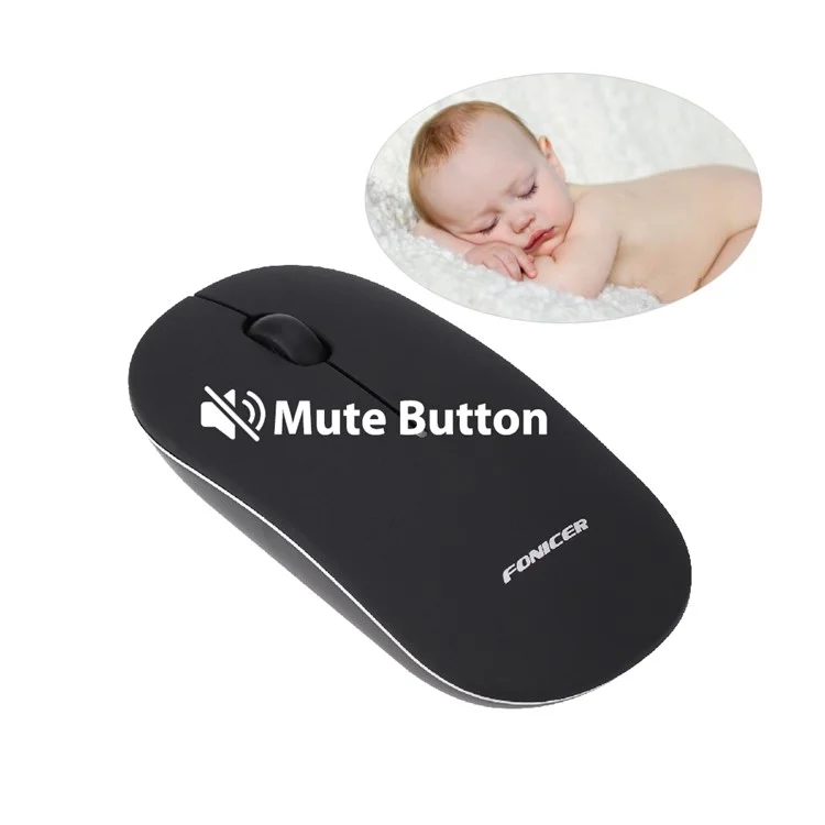 FONICER E46 2-in-1 Mouse Bluetooth 4.0 Wireless 2.4G Dual Modes Mouse - Black