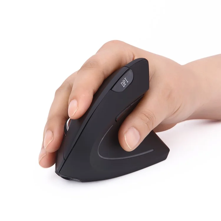MODAO Ergonomic Wireless Bluetooth Vertical Mouse with 3 Adjustable DPI 800/ 1200/ 1600, 6 Buttons - Black