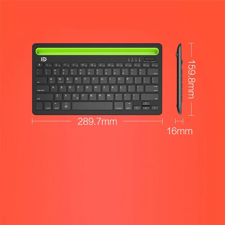FORTER IK3380 Wireless Bluetooth Dual-Channel Silent Keyboard for iOS, Android, Windows etc - Black