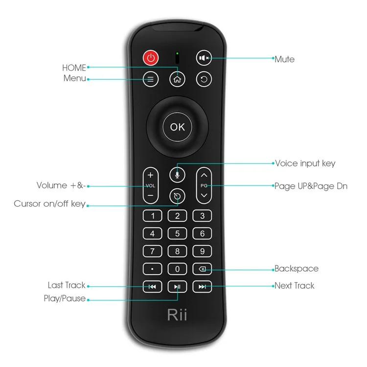 RII MX6 2.4GHz Remote Control Backlight Keyboard with Air Mouse and Voice Control