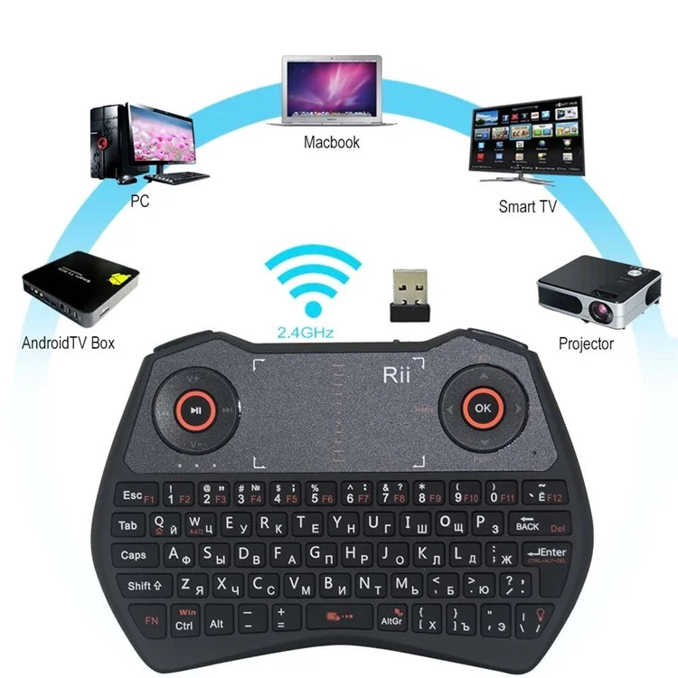 RII Mini I28 2.4GHz Wireless Keyboard with Mouse Touchpad and Backlit (CE/FCC) - Russian Version