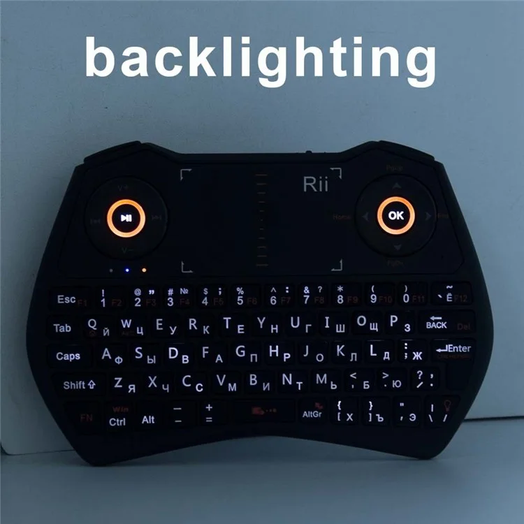 RII Mini I28 2.4GHz Wireless Keyboard with Mouse Touchpad and Backlit (CE/FCC) - Russian Version