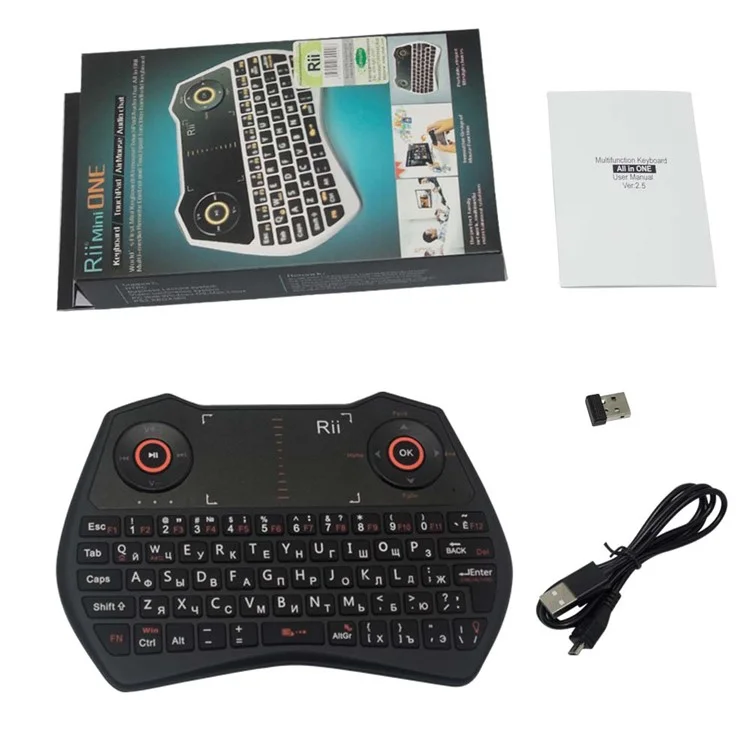 RII Mini I28 2.4GHz Wireless Keyboard with Mouse Touchpad and Backlit (CE/FCC) - Russian Version