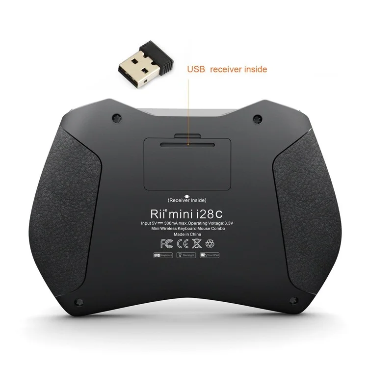 RII Mini i28C 62 Keys 2.4GHz Wireless TouchPad Mouse Mini Keyboard with LED Backlight - French Version