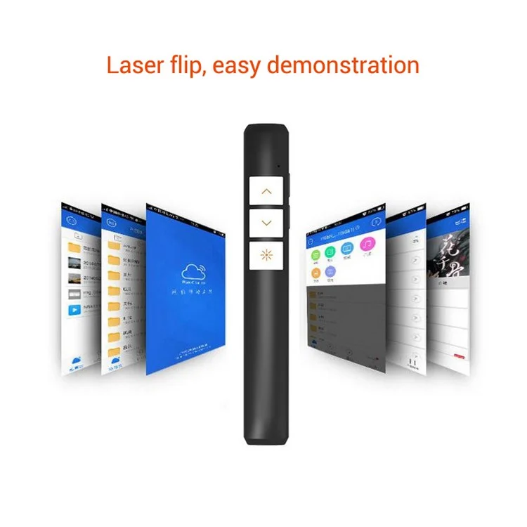 Apresentador Remoto Sem Fio USB 2.4Ghz Com Ponteiro Laser Vermelho para Apresentação Universal Powerpoint