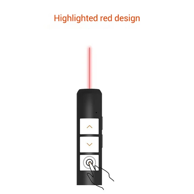 Apresentador Remoto Sem Fio USB 2.4Ghz Com Ponteiro Laser Vermelho para Apresentação Universal Powerpoint