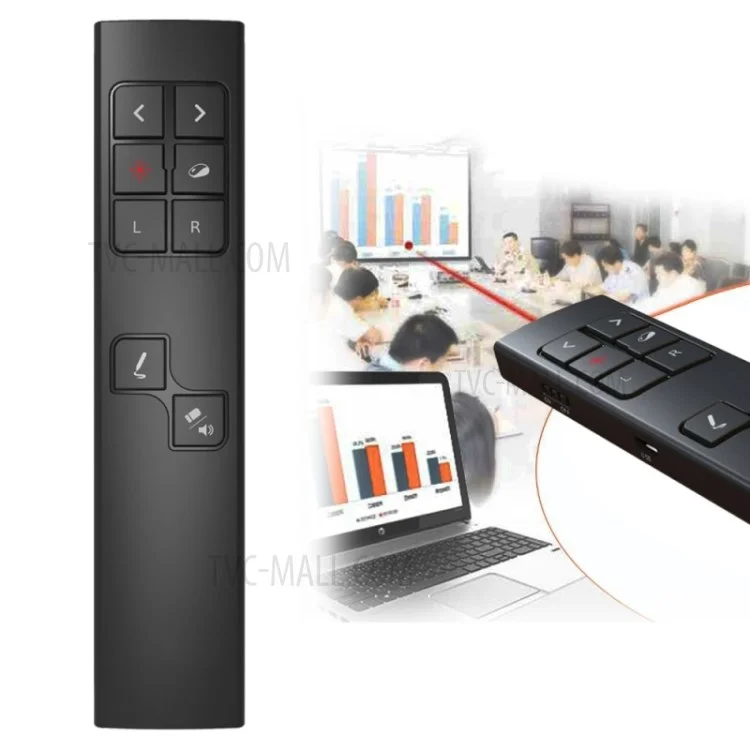 PP-930 2.4GHz All em 1 Multimedia PowerPoint Remote Remote Remote Wireless Laser Pointer Apresentação a Laser Mouse Caneta Para Janelas