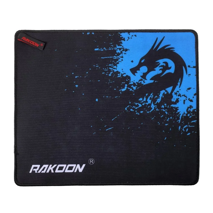 RAKOON Stitched Edges Gaming Mouse Pad Non-Slip Base Mouse Mat, Size: 250 x 300 x 2mm - Blue Dragon