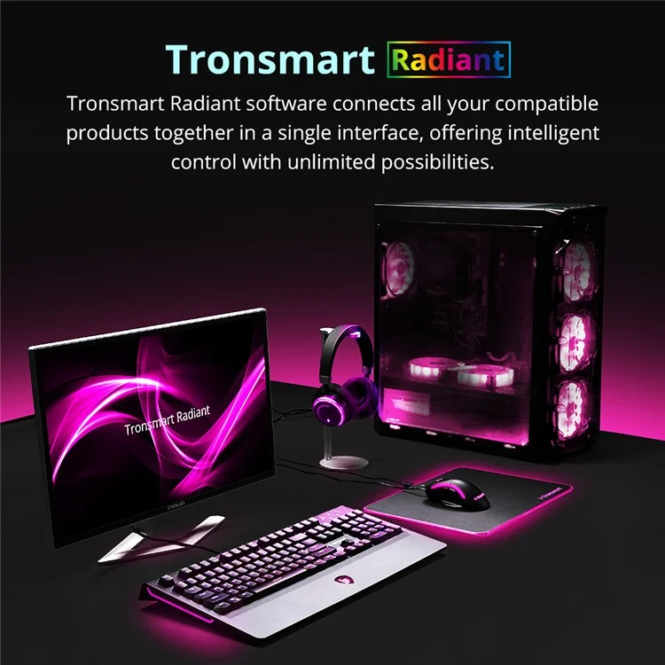 TRONSMART TK09R RGB Mechanical Gaming Keyboard with RGB Backlit, Macro, Blue Switches for Gamers