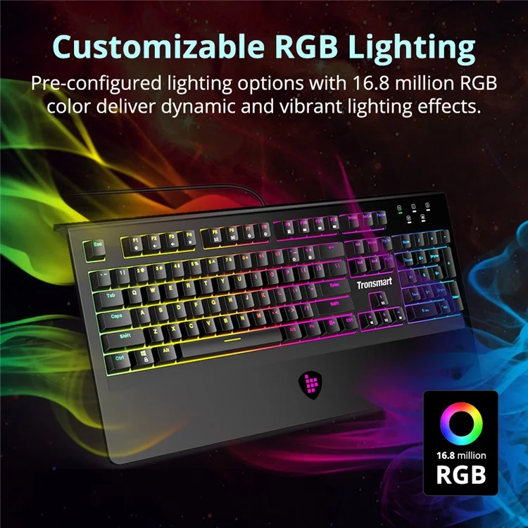 TRONSMART TK09R RGB Mechanical Gaming Keyboard with RGB Backlit, Macro, Blue Switches for Gamers