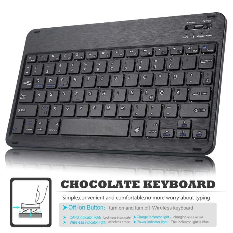 Pour Samsung Galaxy Tab A 10.1 (2019) SM-T515 SM-T510 Clavier Bluetooth et Boîtier de Revers en Cuir Détachable (version Allemande) - Bleu
