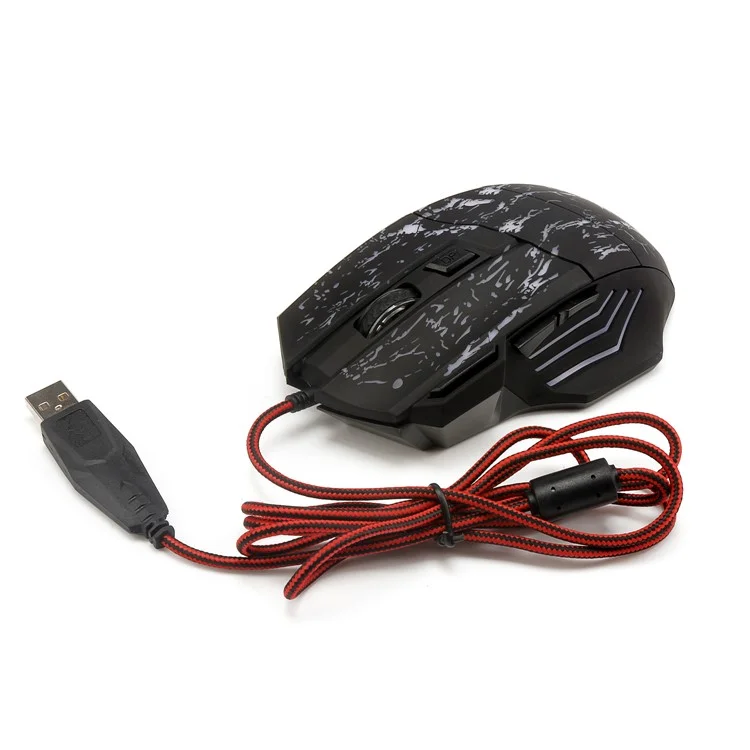 HXSJ Stream Crack Modèle Optique USB Wired Wired Nylon Line Pro Gaming Mouse