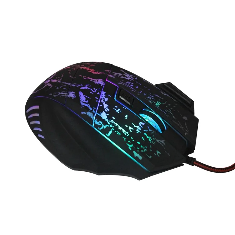 HXSJ Stream Crack Modèle Optique USB Wired Wired Nylon Line Pro Gaming Mouse