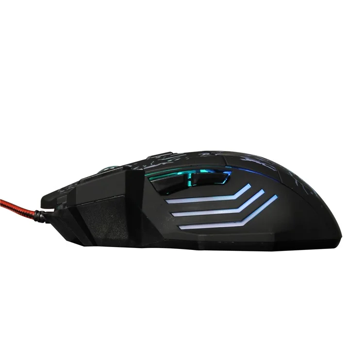 HXSJ Stream Crack Modèle Optique USB Wired Wired Nylon Line Pro Gaming Mouse