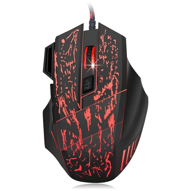 HXSJ Stream Crack Modèle Optique USB Wired Wired Nylon Line Pro Gaming Mouse